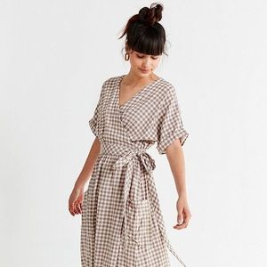 Urban Outfitters Gingham Plaid Midi Wrap Dress